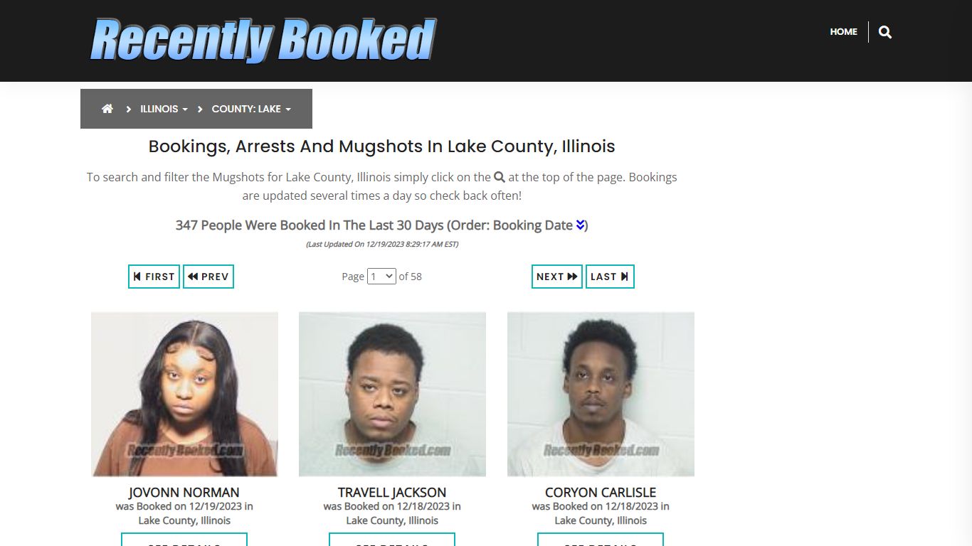 Recent bookings, Arrests, Mugshots in Lake County, Illinois